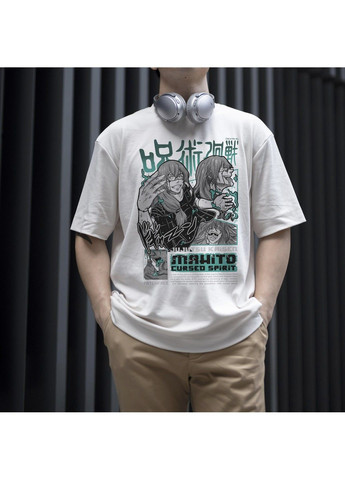 Белая футболка c принтом магическая битва - махито we No Brand