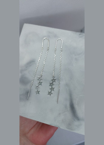 Сережки протяжки срібло 925 проби 4 зірки No Brand (329194846)