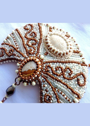 Колье лунница ручной работы из бисера и натуральных камней "Версаль" No Brand (358224513)