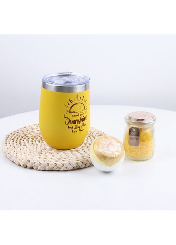 Подарунковий набір Spa Box Sunshine Yellow із 7 предметів термосклянка мило-бомочка сіль свічки носіння 10 шт. Lesko (371478647)