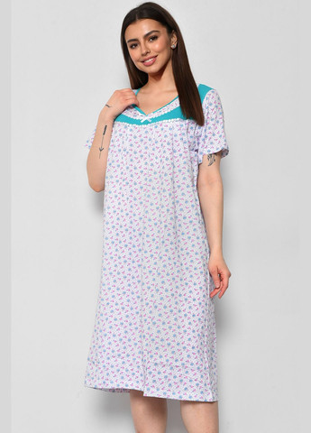 Ночная рубашка женская батальная белого цвета с цветочным принтом Let's Shop (289843228)