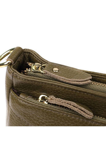 Стильна шкіряна сумка із щільним дном для жінок 22984 Оливковий Vintage (357494969)