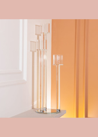 Підсвічник скляний на 3 свічки з круглою основою 57 см Yiwu (327430215)