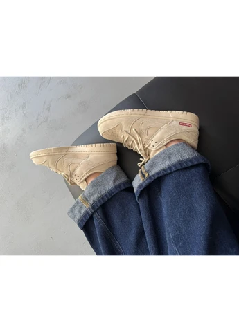 Бежеві кросівки чоловічі nike sb dunk x supreme beige найк сб данк бежеві демісезон No Brand