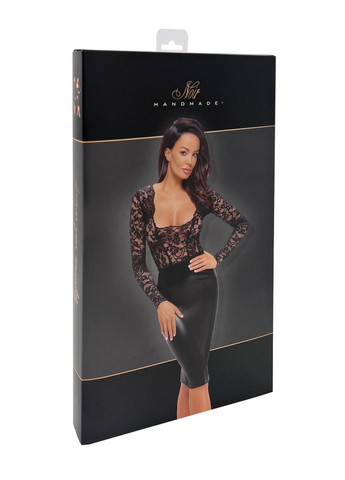 Чорна сукня noir f295 euphoria lace and wetlook midi dress - xxl Handmade