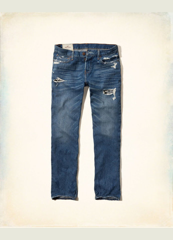 Синие демисезонные джинсы classic straight hc7346m Hollister
