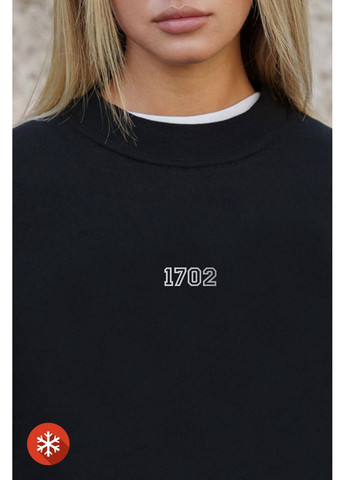 Черный женский утепленный оверсайз свитшот на флисе с принтом vintage black Without рисунок (372519966)