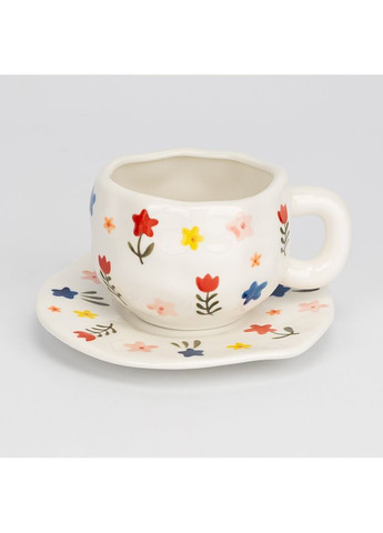 Чашка з блюдцем Весняний сад, 350 мл Home Decor (362133861)