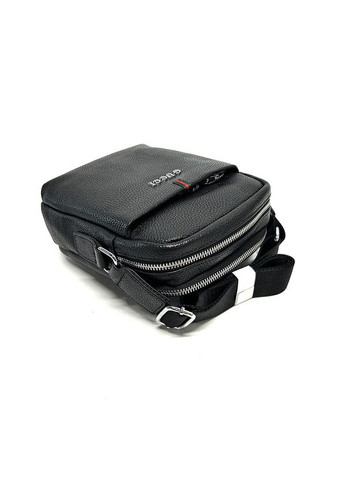 Чорна вертикальна шкіряна чоловіча маленька сумка месенджер через плече No Brand (316715425)