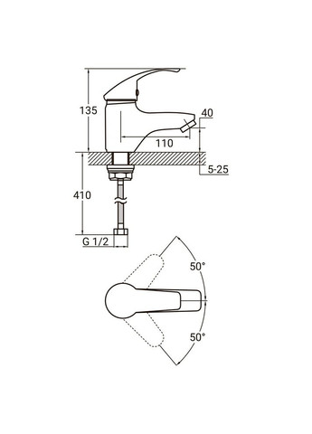Смеситель HM Ø40 для раковины литой на гайке HM-1A131C AQUATICA (365596676)
