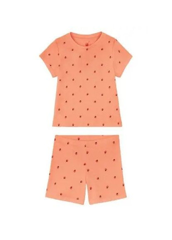 Помаранчева всесезон піжама літня для дівчинки футболка + шорти Lupilu