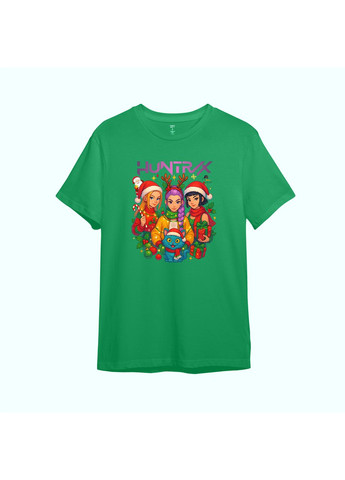 Зеленая демисезонная детская новогодняя аниме-футболка с принтом "праздничный отряд". хантрикс / кейпоп (10597575574) ТiШОТКА