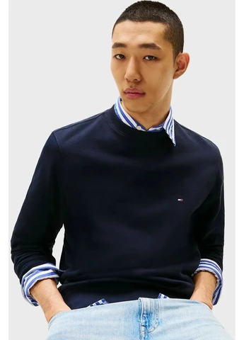 Синий свитшот Tommy Hilfiger однотонный без декора (377213552)