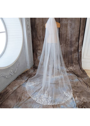 Длинная свадебная фата с вышивкой внизу 3 м, Айвори. No Brand (369162912)