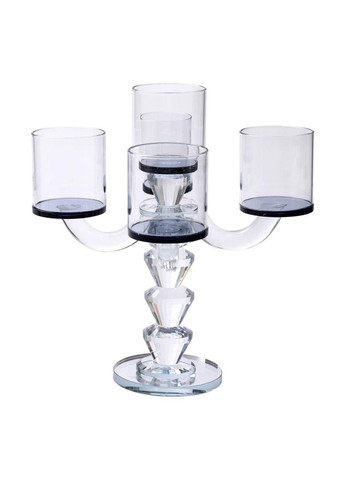 Канделябр на 5 свічок 19×19×24 см підсвічник декоративний скляний на ніжці Чорний HP-4-23 Yiwu (369142781)