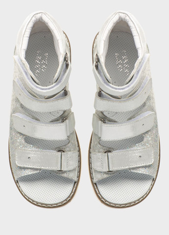 Серебряные кэжуал сандалии ортопедические Theo Leo на липучке