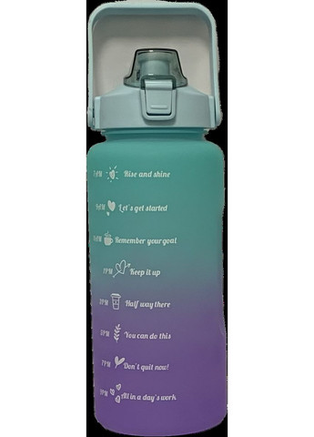 Пляшка з матовим покриттям для води з носиком і ручкою градієнт зелена 2200 мл No Brand (315632878)