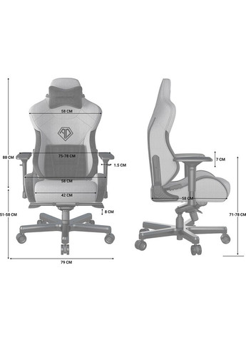 Крісло T-Pro 2 Black Size XL (AD12XLLA-01-B-F) Anda Seat (306746025)