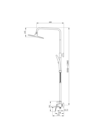 Душова система універсальна Vlasta New на три споживача (з виливом) QTVLA111CRM45650 Chrome Qtap (324250453)