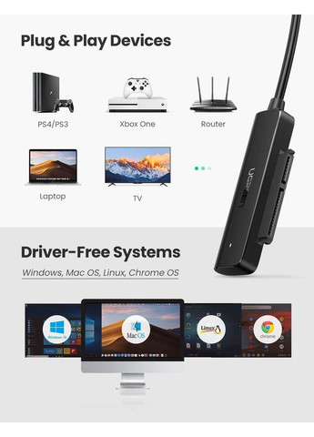 Карман для жесткого диска ноутбука CM321 USB A для HDD 2.5" SATA Converter 50см 70609 Ugreen (371632320)