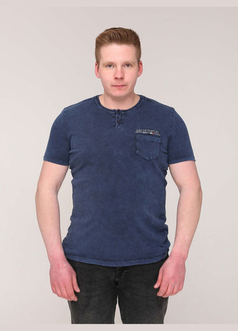 Темно-синяя футболка мужская темно-синяя хлопковая с варкой с коротким рукавом Bagarda Пряма