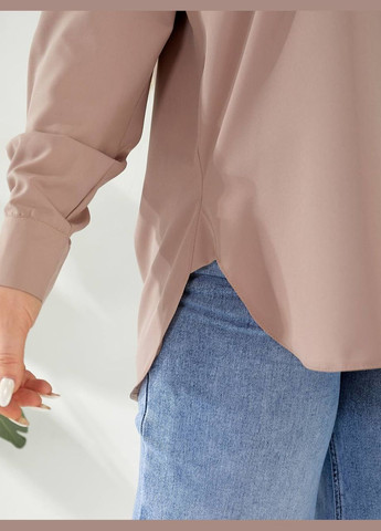 Темно-бежевая повседневный, классическая рубашка однотонная Україна с длинным рукавом