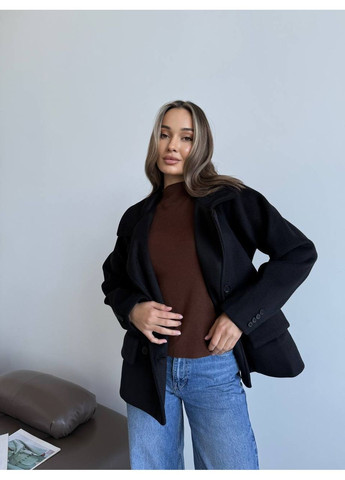 Чорне демісезонне Жіноче пальто оверсайз із кашеміру Україна