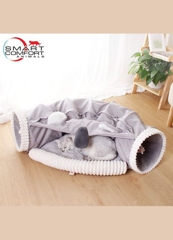 Будиночок для кота Smart Comfort Animals GX-93 сірий ігровий Будиночок для кішки з секретним тунелем і спальним місцем Smart Comfort System (292632173)