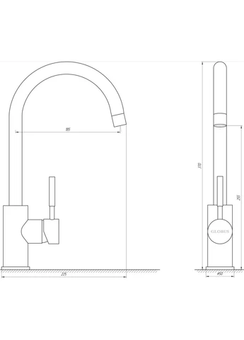 Смеситель для кухни LAZER GLLR-0203S-11-GRAPHITE Globus Lux (397342592)