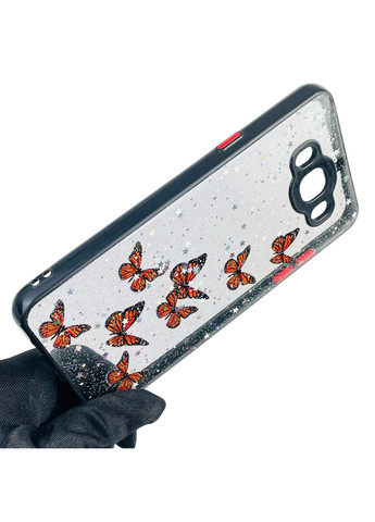 Чохол для Galaxy J7 2016 (SM-J710) з блискітками з метеликами на самсунг г7 2016 чорний Samsung (366390111)