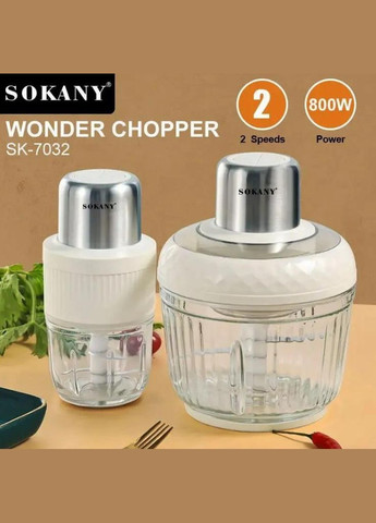 Набір з 2-х подрібнювачів SK-YM-7032 чоппер м'ясорубка 3 л і 0,5 л 800 Вт Білий Sokany (297330925)