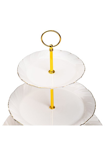 Етажерка для фруктів і десертів 3-ярусна керамічна біла HP-7-731 (A-033216) Yiwu (362588643)