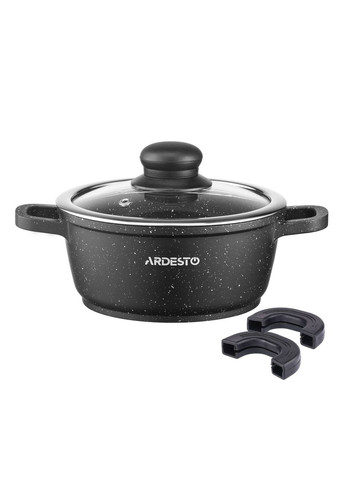 Кастрюля со стеклянной крышкой Gemini Anzio, (16 см), 1.2л, алюминий, черный Ardesto (370590293)