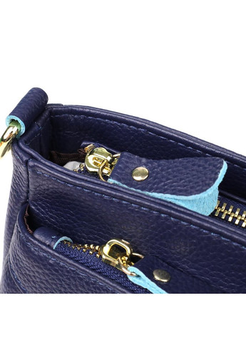 Сумка крос-боді через плече жіноча з натуральної шкіри середня Синій 38279 Vintage (355245163)