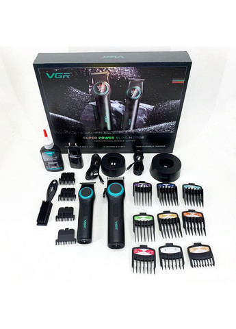 Набор 2 в 1 V-001 V-977 BLACK, аккумуляторная стрижка и триммер. Цвет: черный VGR (353495659)