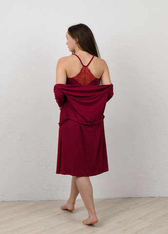 Вишневая всесезон комплект для женщин (халат, ночная рубашка) N.EL.