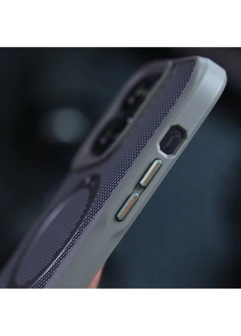 TPU+PC чохол Metal Buttons with MagSafe Carbon Ring для Apple iPhone 16 Pro Max (6.9") Grey No Brand (366832935)