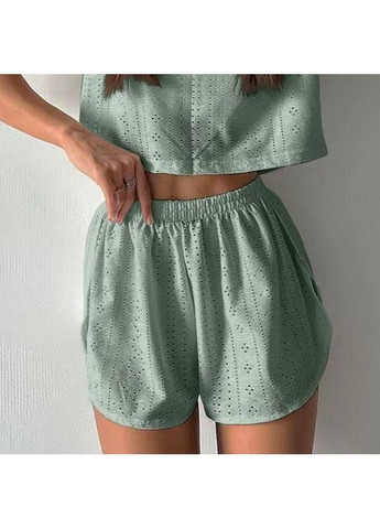 Зелена жіноча піжама sm24107a green футболка та шорти жіноча піжама 5 шт. Lesko