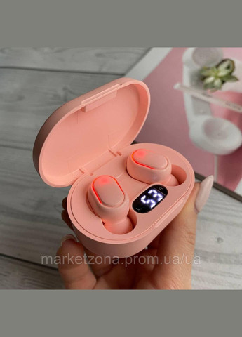 Вакуумные наушники E7S беспроводные розовые с дисплеем в стиле Airdots HBQ (334314626)