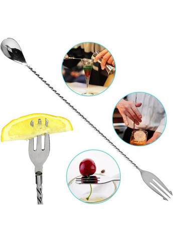 Ложка барная витая BARPRO 30см коктейльная ложка для приготовления коктейлей с вилочкой Empire (368989795)