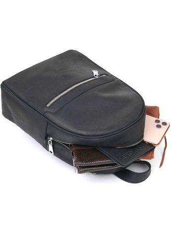 Універсальний жіночий рюкзак на блискавці з кишенями з натуральної шкіри чорний (sku_16313) No Brand (329860338)