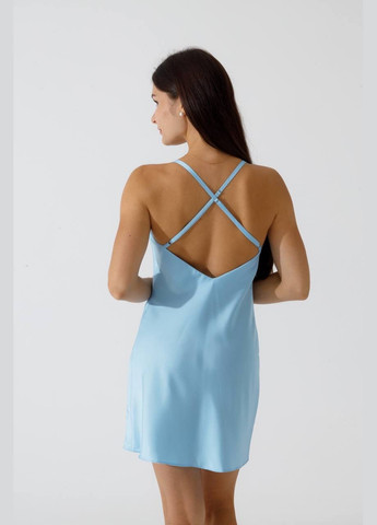 Блакитна шовкова піжама халат + сорочка, італійський шовк Shine