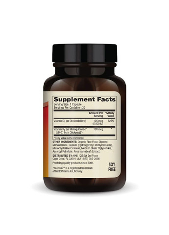 Вітаміни D3 і K2 Vitamins D3 & K2,, 30 капсул Dr. Mercola (361119270)