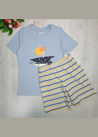 Голубая всесезон пижама для мальчика футболка + шорты Lupilu