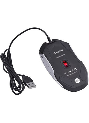 Мишка (W100Combo) Gemix W100 USB Black/Gray + ігрова поверхня (268144978)