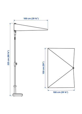 Парасолька ІКЕА LILLEO 150х100 см (10504632) IKEA (278408452)