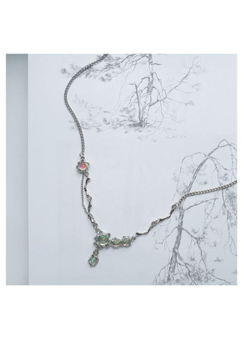 Ланцюжок сріблястий у стилі ретро з химерних форм і камінців кольє ельфійське казкове чарівне лоліта кокетт намисто панк готика No Brand (307165443)