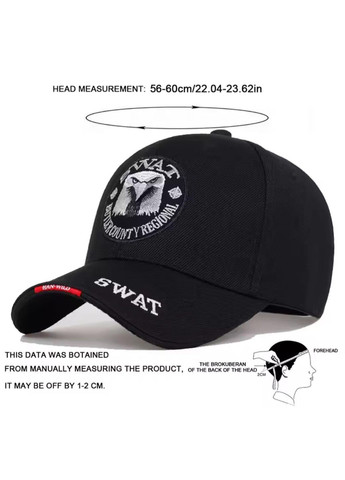 Чорна кепка з вишивкою, бейсболка з вигнутим козирком чорна, унісекс SWAT (366547100)