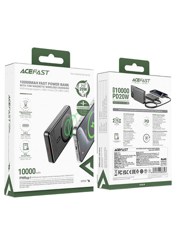 Портативний ЗП Power Bank M12 PD20W з БЗП 10000 mAh Acefast (315498719)
