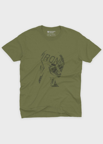 Хакі (оливкова) чоловіча футболка з принтом супергероя - залізна людина (ts001-1-hgr-006-016-002) Modno